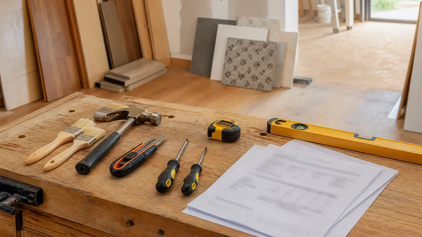 Outils et fournitures pour petits travaux de rénovation