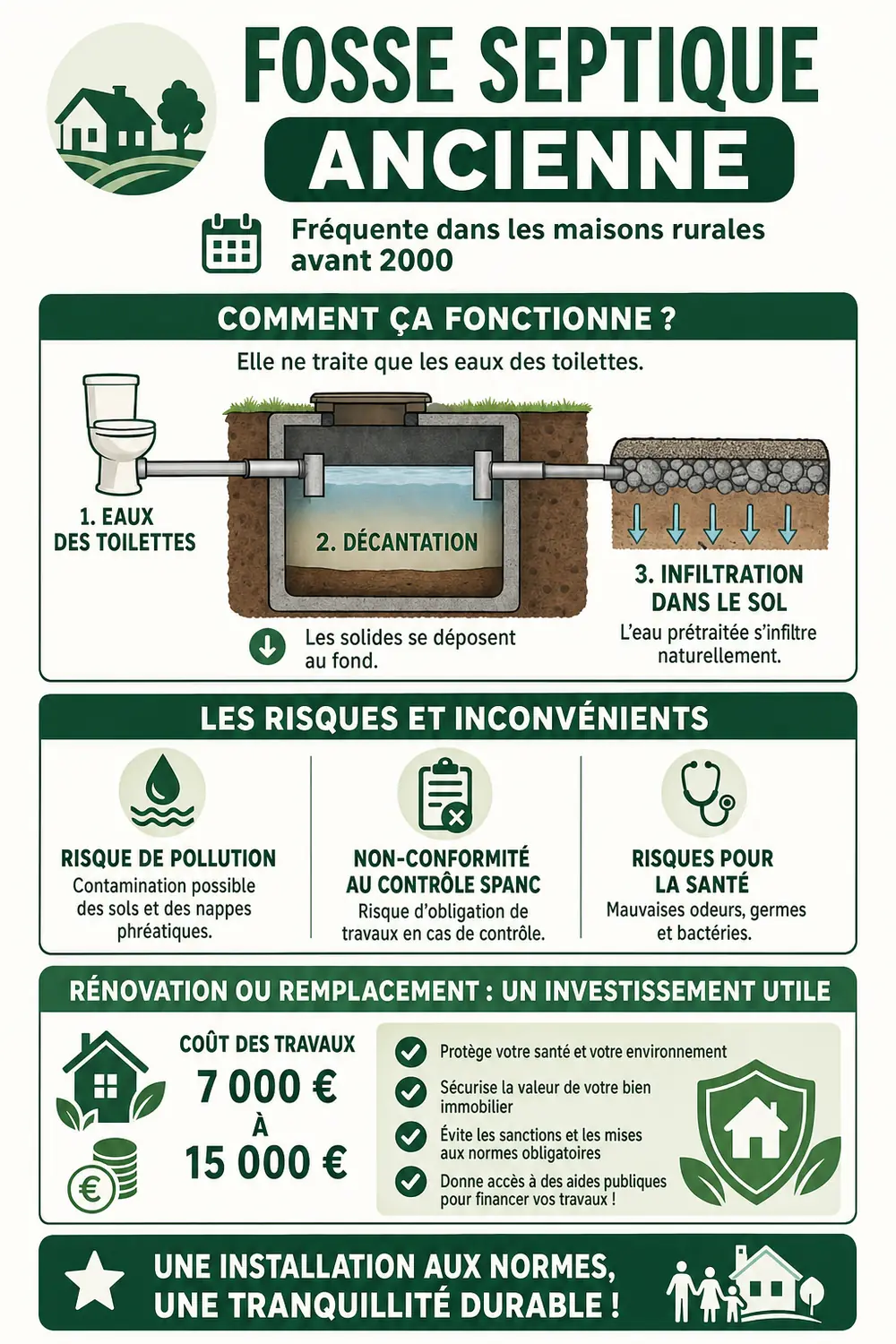 Infographie : schéma fosse septique ancienne