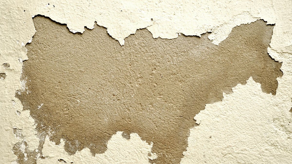 Microfissure visible sur un plafond intérieur en plâtre